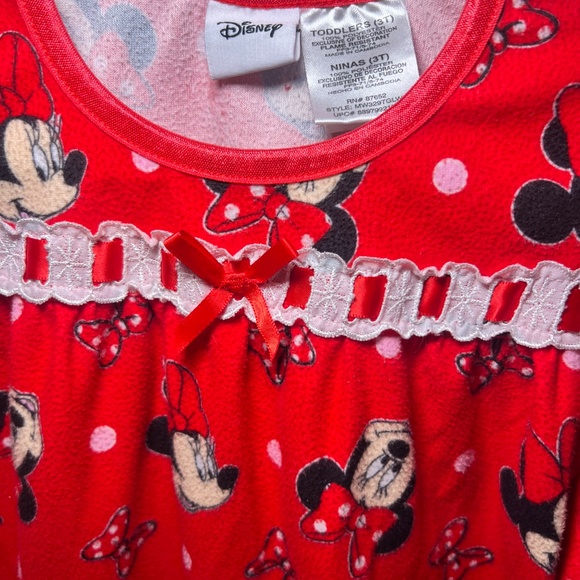 Vintage Disney Minnie the Mouse Nightgown Christmas Ruffle Toddler Cottage Core - Picture 3 of 7